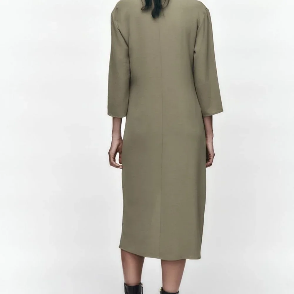 NWT Zara khaki front nkot midi casual dress/Zara loose fitted dress - Picture 5 of 8